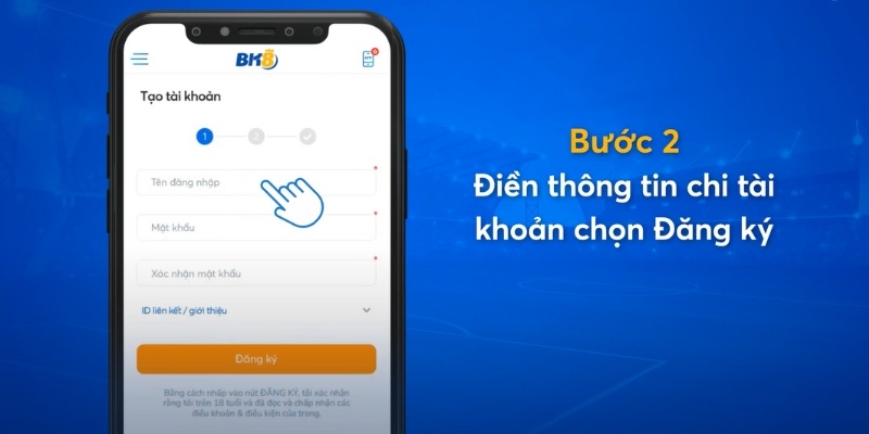 Bổ sung thông tin để hoàn tất quá trình đăng ký BK8